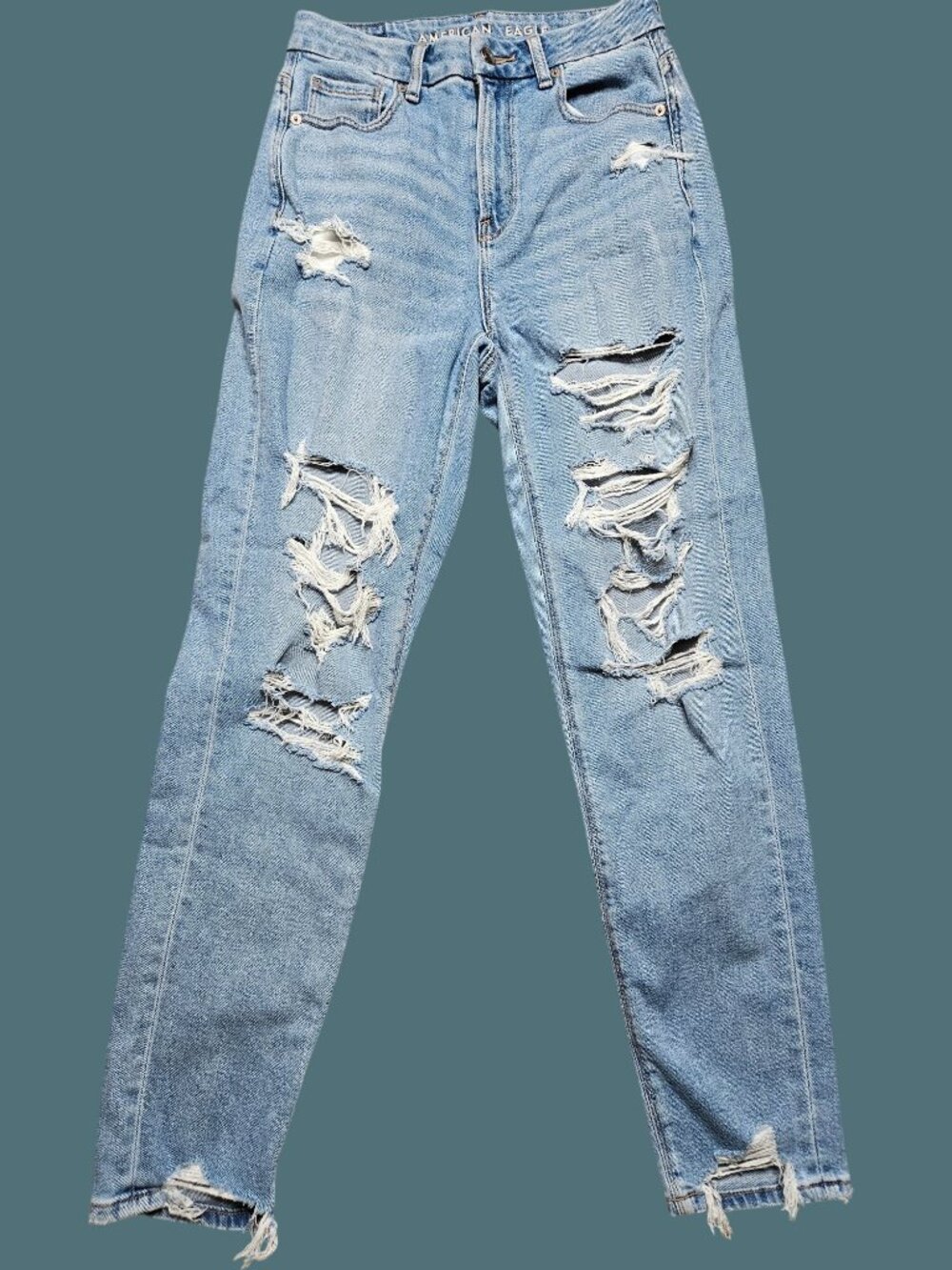 American Eagle Curvy Mom High Rise Distressed Jean Women 2 Long (27x29)